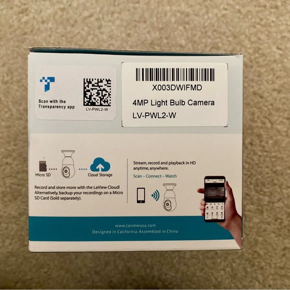 NIB LaView L2 2K Smart IP LIGHT BULB SECURITY CAMERA 360 VIEW MOTION DETECTION - Picture 5 of 5